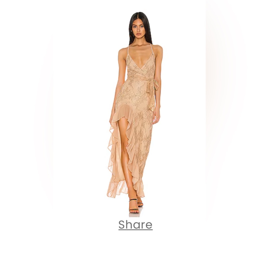 REVOLVE Elegant Lace Maxi Dress in Nude